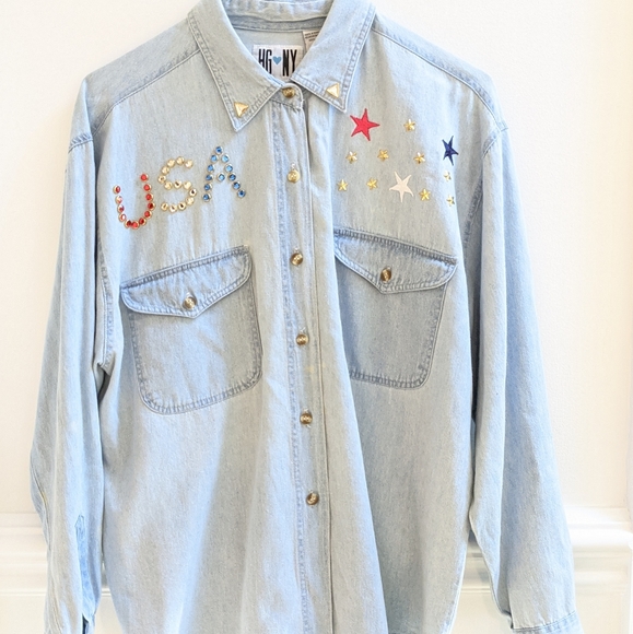 Vintage denim patriotic button down - Picture 2 of 8